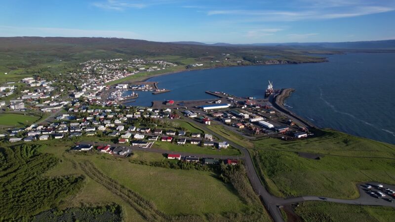 Húsavík town in Iceland captured by drone