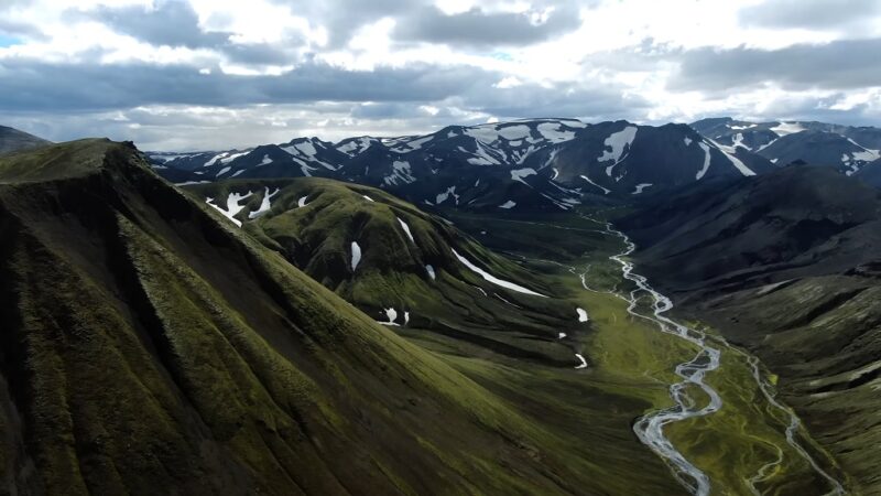 Landmannalaugar mountains captured by drone