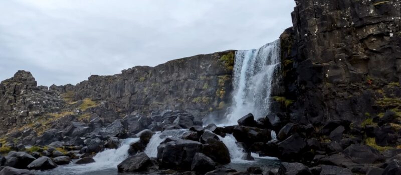 Waterfall in Thingvellir National Park